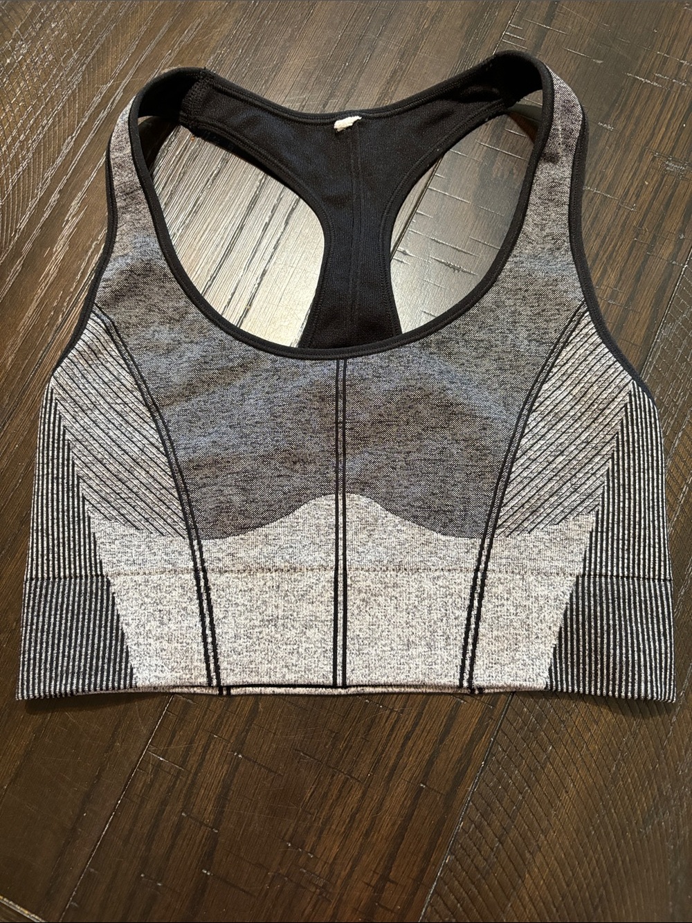 PINK Victoria's Secret Grey & Black Seamless Racerback Sports Bra